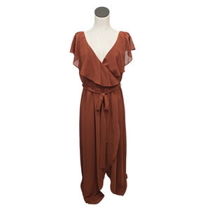 NWT Baltic Born Katya Rust Orange Ruffle Chiffon Maxi Dress Womens Size XL
